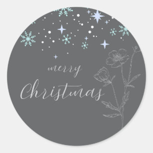 Adesivo Redondo Vinheta de Natal da cinza