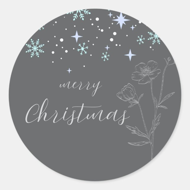 Adesivo Redondo Vinheta de Natal da cinza (Frente)