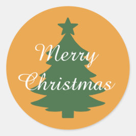Adesivo Redondo Vinheta de Natal de Merry Ouro Laranja