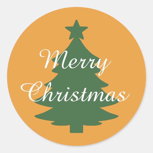 Adesivo Redondo Vinheta de Natal de Merry Ouro Laranja (Frente)
