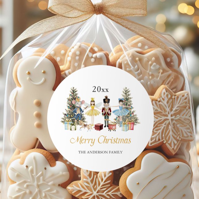 Adesivo Redondo Vinheta de Natal de Nutcracker (Criador carregado)