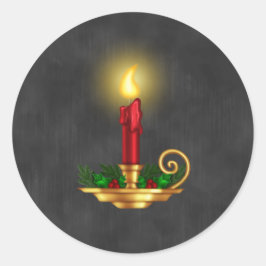 Adesivo Redondo Vinheta de Natal de quadro-negro com Dourada Vela