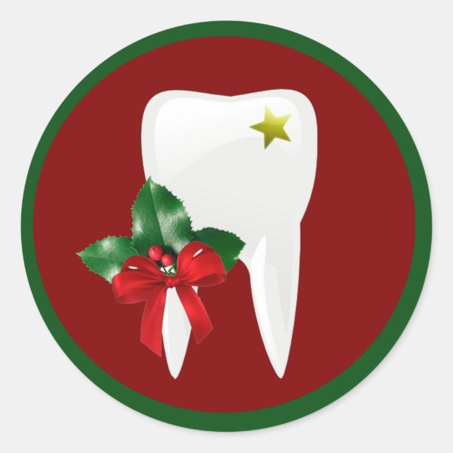 Adesivo Redondo Vinheta de Natal Dentista (Frente)
