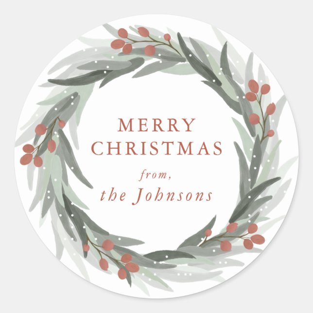 Adesivo Redondo Vinheta de Natal do Fosco Berries (Frente)