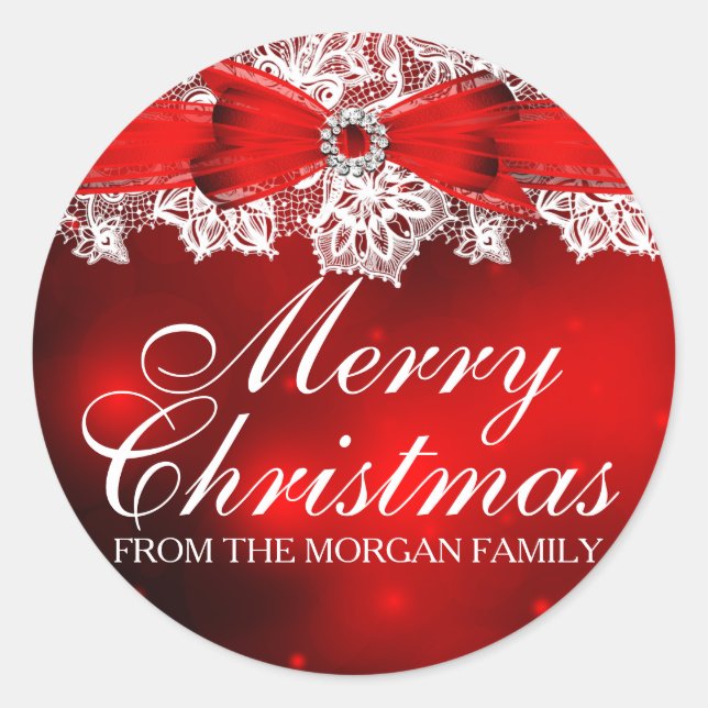 Adesivo Redondo Vinheta de Natal Elegante e Arco (Frente)