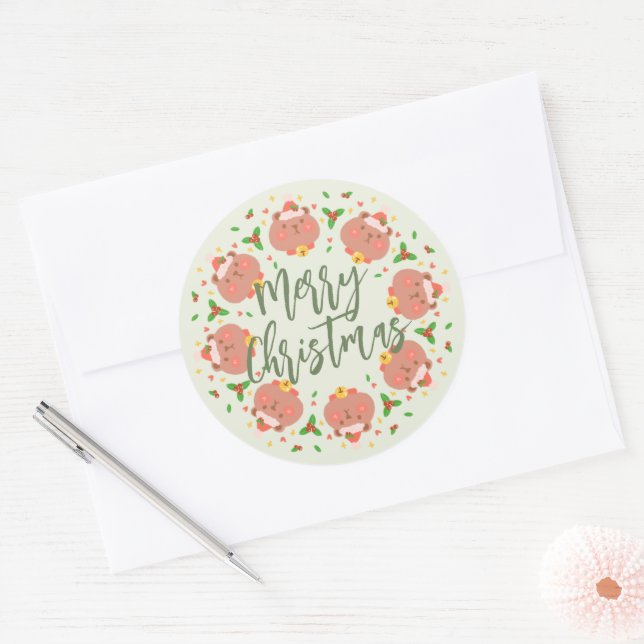 Adesivo Redondo Vinheta de Natal feliz (Envelope)