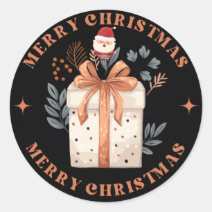 Adesivo Redondo Vinheta de natal feliz