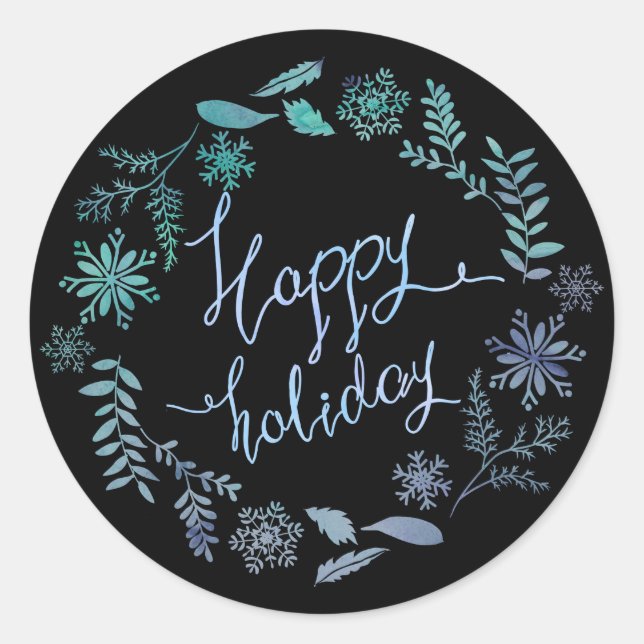 Adesivo Redondo Vinheta de Natal Feliz (Frente)