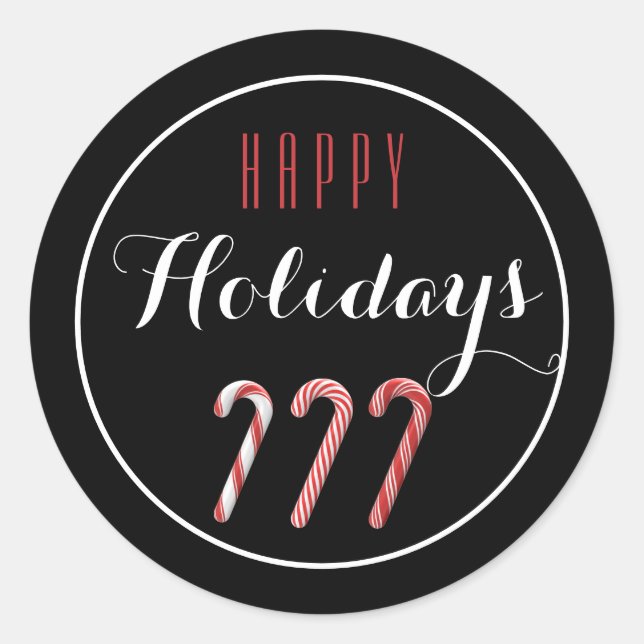 Adesivo Redondo Vinheta de Natal Feliz e Doces Brancos (Frente)