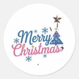 Adesivo Redondo Vinheta de Natal Festivo E Feliz, Coleta Redonda