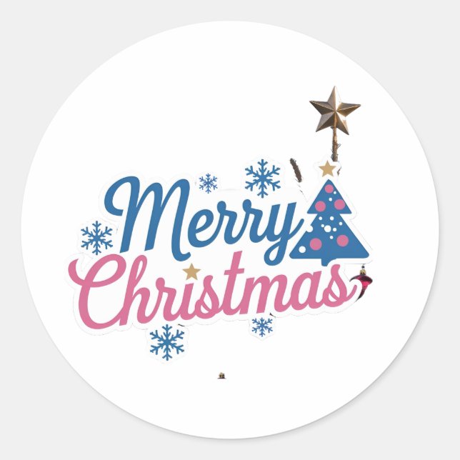 Adesivo Redondo Vinheta de Natal Festivo E Feliz, Coleta Redonda (Frente)