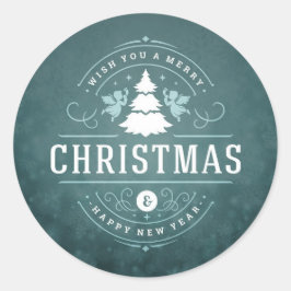 Adesivo Redondo Vinheta de Natal Merry