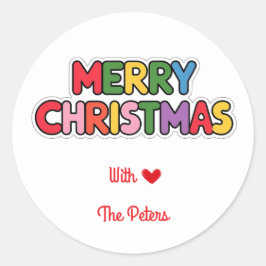 Adesivo Redondo Vinheta de natal moderno a negrito