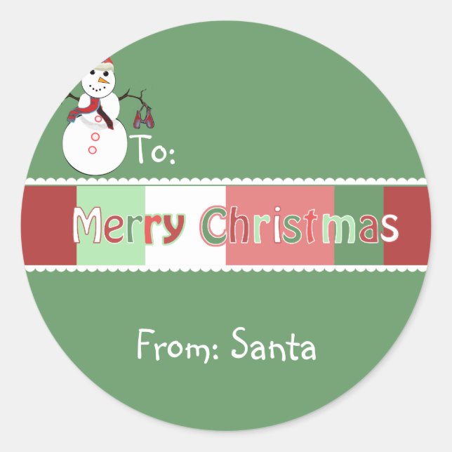 Adesivo Redondo Vinheta De Natal Mostra Verde Mas Você Escolhe Cor (Frente)