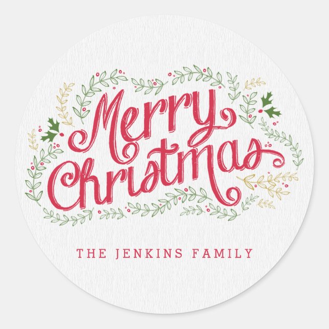 Adesivo Redondo Vinheta de Natal ou selo de envelopes (Frente)