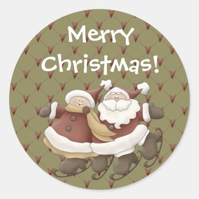Adesivo Redondo Vinheta de Natal para Papais noeis de vogal (Frente)
