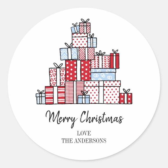 Adesivo Redondo Vinheta de Natal para presentes (Frente)