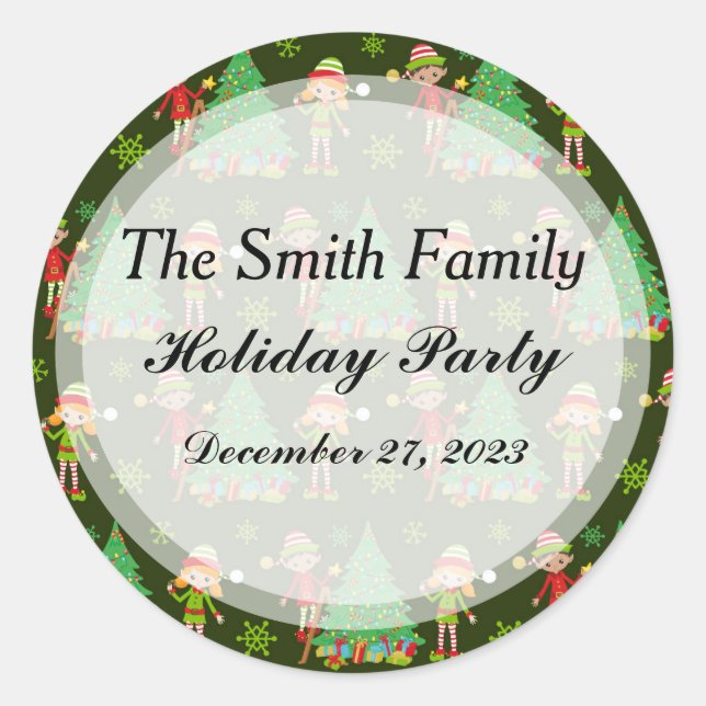 Adesivo Redondo Vinheta de Natal Personalizada (Frente)