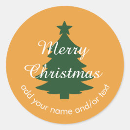 Adesivo Redondo Vinheta de Natal Personalizada Laranja de Ouro Tra