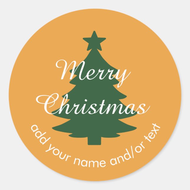 Adesivo Redondo Vinheta de Natal Personalizada Laranja de Ouro Tra (Frente)