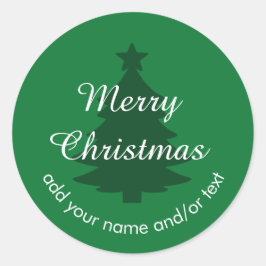 Adesivo Redondo Vinheta de Natal Personalizada Verde Tradicional
