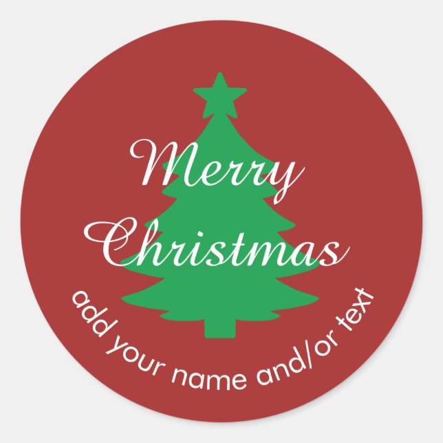 Adesivo Redondo Vinheta de Natal Personalizada Vermelha Tradiciona