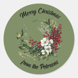 Adesivo Redondo Vinheta de Natal Personalizável