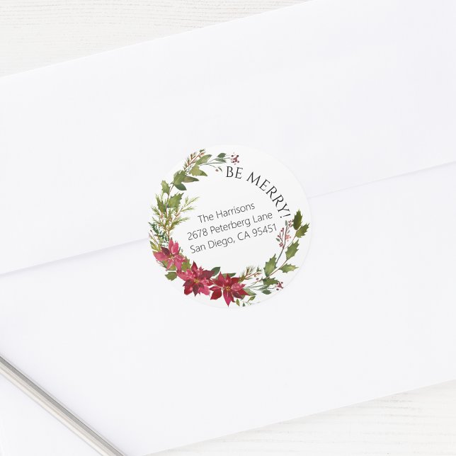 Adesivo Redondo Vinheta de Natal Poinsettia Round (Criador carregado)