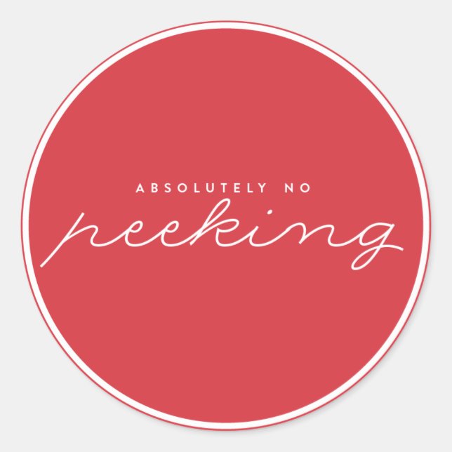 Adesivo Redondo Vinheta de Natal Red No Peeking (Frente)
