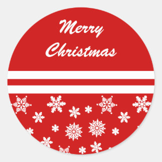 Adesivo Redondo Vinheta de Natal Red Snowflakes