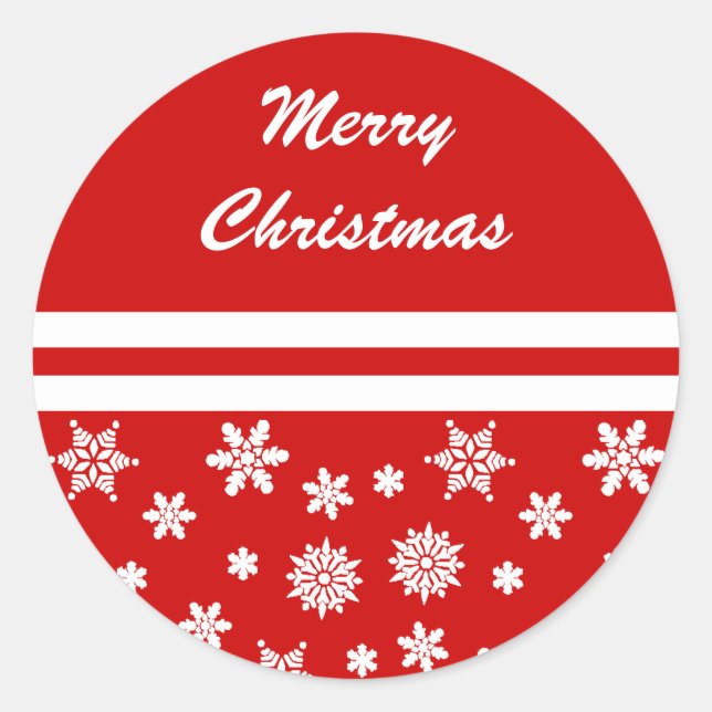 Adesivo Redondo Vinheta de Natal Red Snowflakes (Frente)