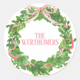 Adesivo Redondo Vinheta de Natal Red Wreath