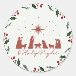 Adesivo Redondo Vinheta de Natal redonda da Natividade