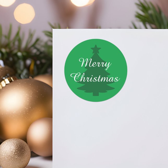 Adesivo Redondo Vinheta de Natal Tradicional - Verde Brilhante (Criador carregado)