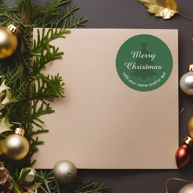 Adesivo Redondo Vinheta de Natal tradicional - Verde escuro (Criador carregado)
