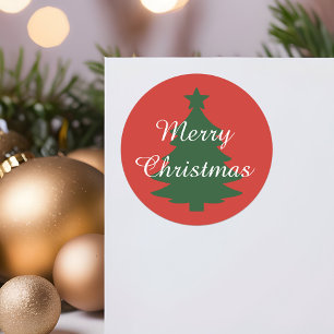 Adesivo Redondo Vinheta de Natal Tradicional - Vermelho Brilho