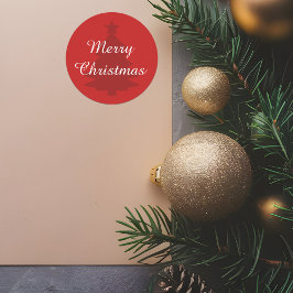 Adesivo Redondo Vinheta de Natal Tradicional - Vermelho Clássico