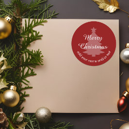 Adesivo Redondo Vinheta de Natal tradicional - Vermelho escuro