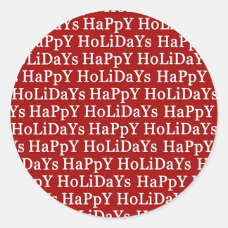 Adesivo Redondo Vinheta de Natal Vermelho Feliz Feriados