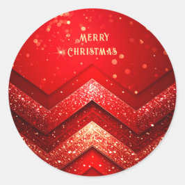 Adesivo Redondo Vinheta de Natal Vermelhos Decorativo com Folha de