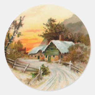 Adesivo Redondo Vinheta de Natal vitoriana