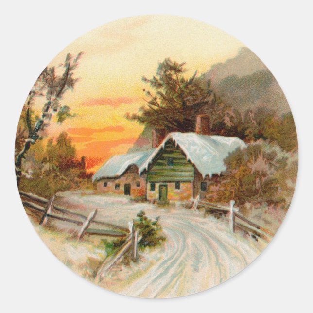 Adesivo Redondo Vinheta de Natal vitoriana (Frente)