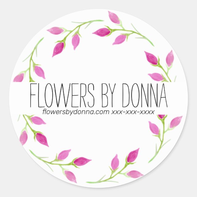 Adesivo Redondo Vinheta de negócios de flores (Frente)