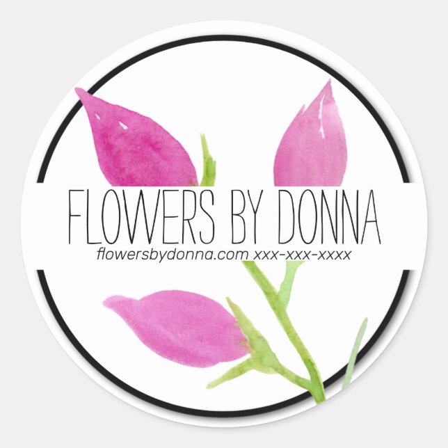 Adesivo Redondo Vinheta de negócios de flores (Frente)
