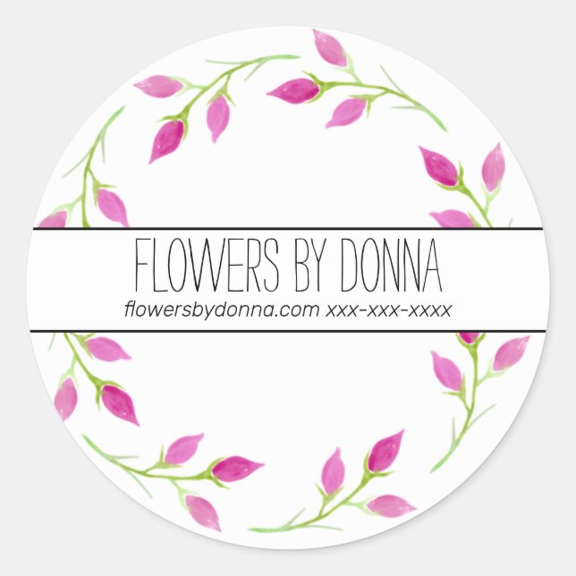 Adesivo Redondo Vinheta de negócios de flores (Frente)