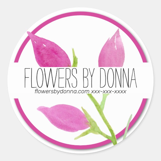 Adesivo Redondo Vinheta de negócios de flores (Frente)