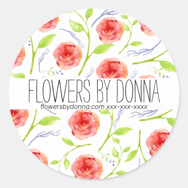 Adesivo Redondo Vinheta de negócios de flores (Frente)