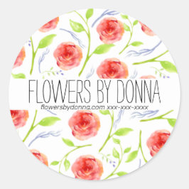 Adesivo Redondo Vinheta de negócios de flores