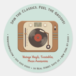 Adesivo Redondo Vinheta de negócios retro-turnável de vinil person