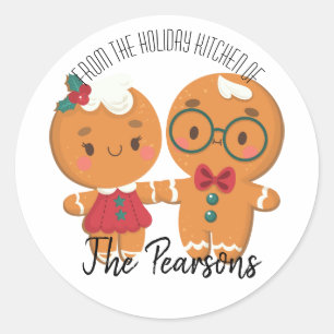 Adesivo Redondo Vinheta de nome da família de Natal feriado